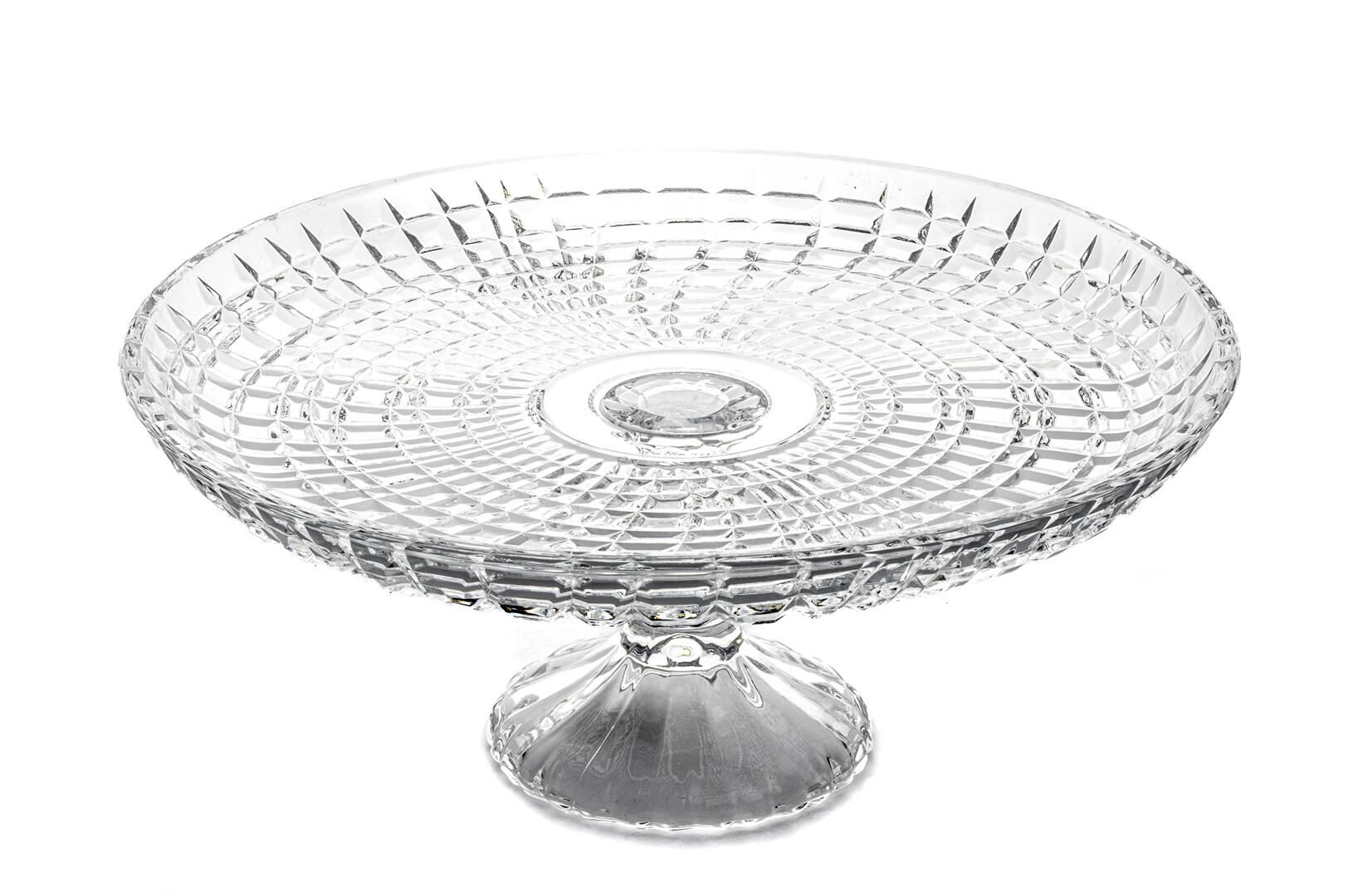 Yuvarlak Ayaklı Cam   Servis Tabak 30x30x13cm