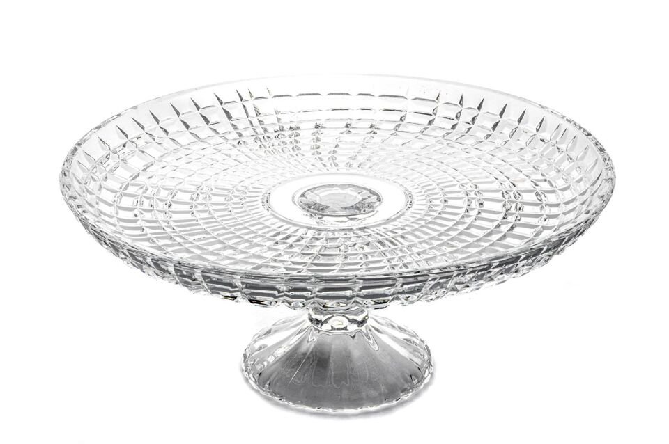 Yuvarlak Ayaklı Cam   Servis Tabak 30x30x13cm