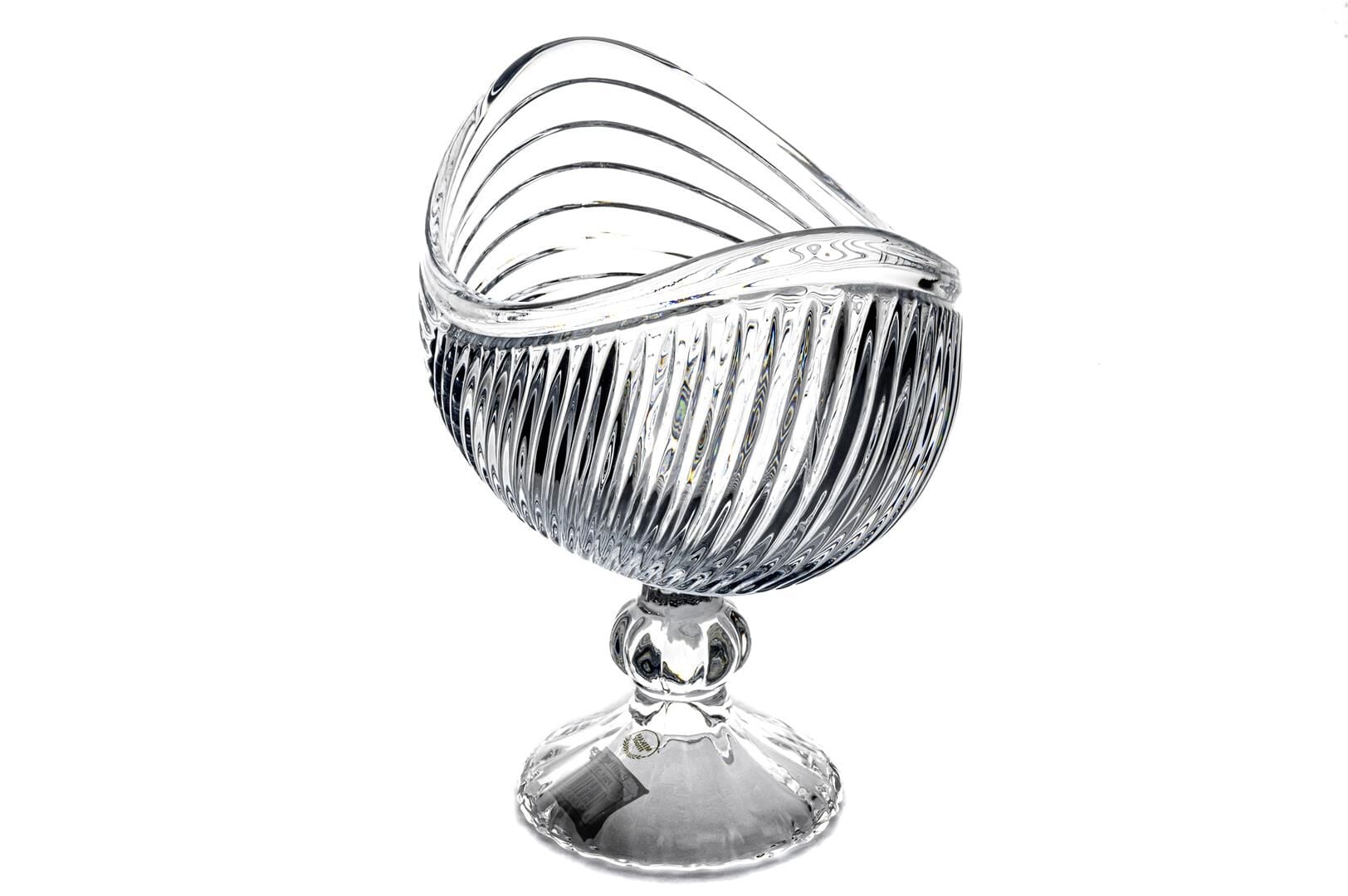 Oval Ayaklı Cam Servis Kase  26x16x24cm