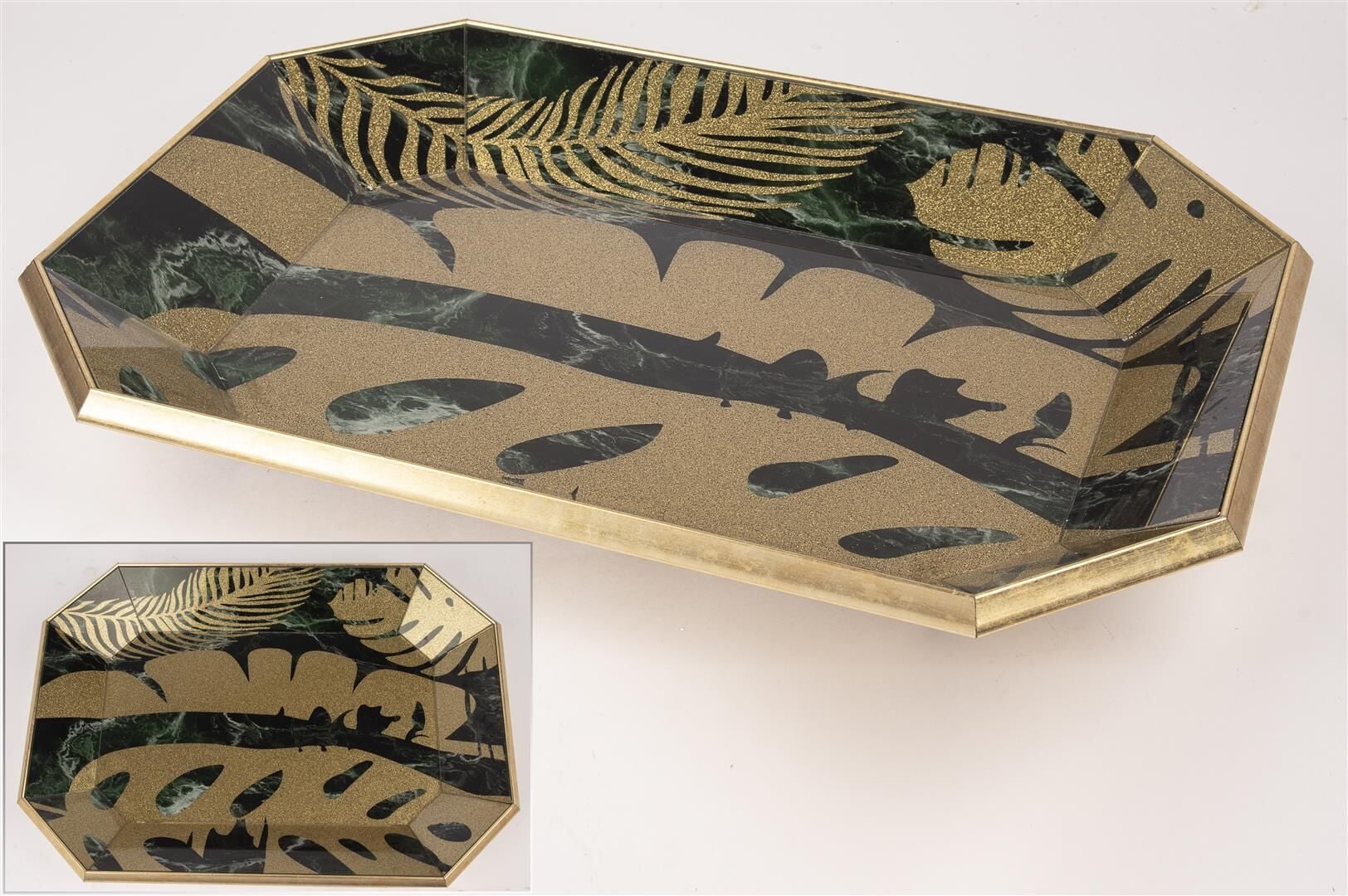 Gold Yapraklı Tepsi 42x30cm
