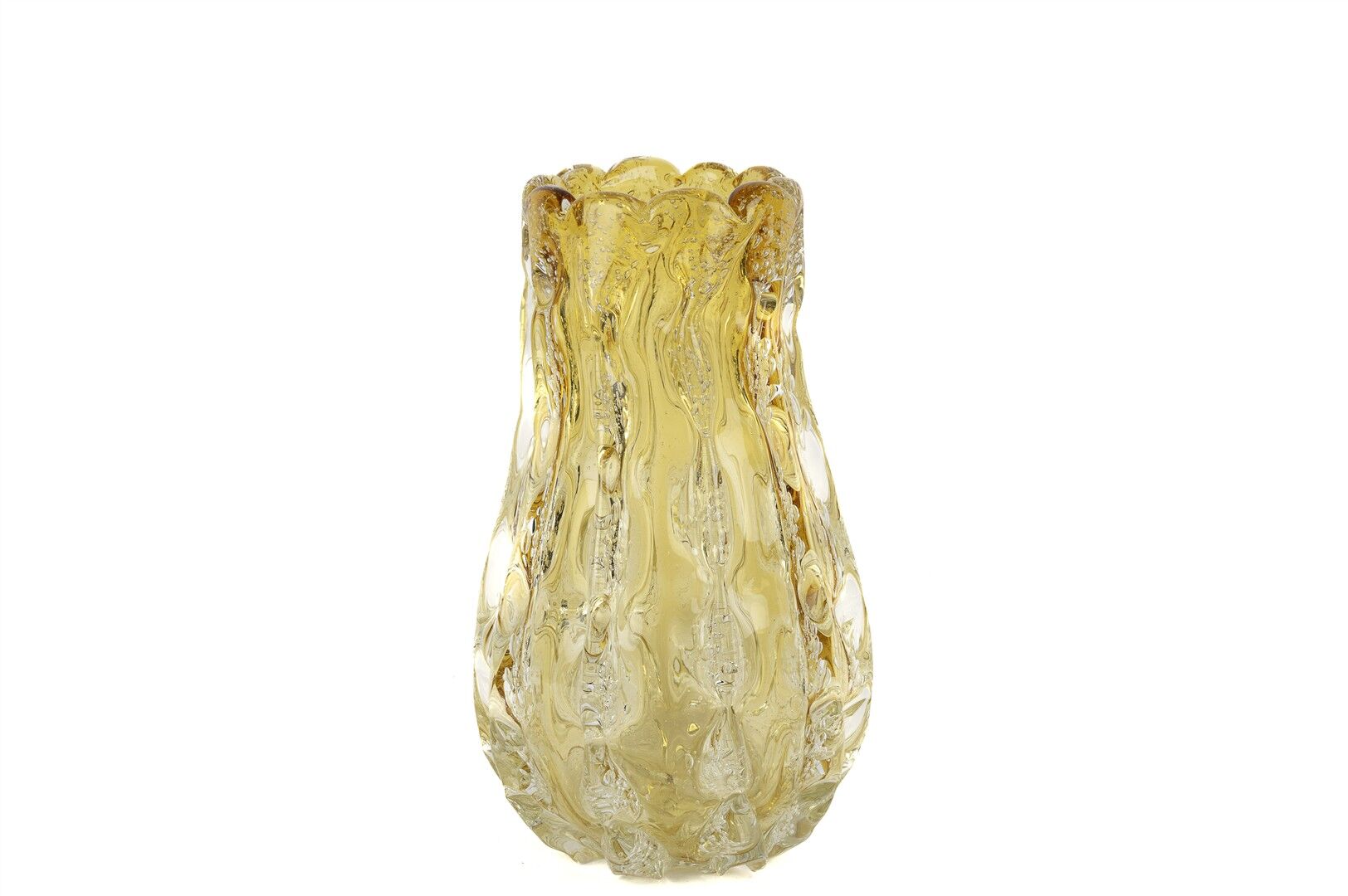 Amber Kabarcıklı Cam Vazo 20x35cm