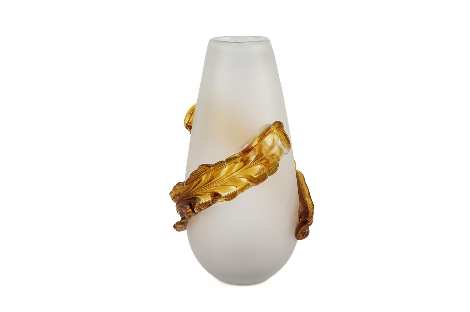 Buzlu Camlı Amberli Cam Vazo 20x36cm
