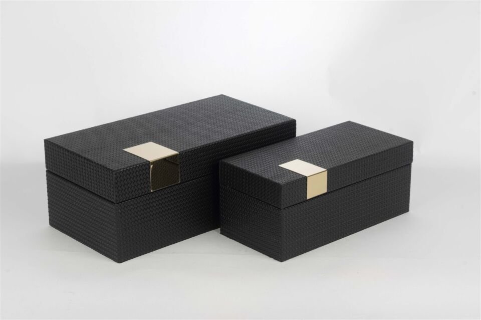 2 li Siyah Gold Dek Kutu 24x12x1cm 30x16x12cm