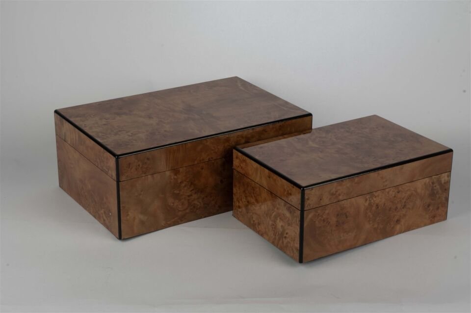 2 li Siyah Şeritli Kahve Dek Kutu 24x16x10cm30x20x12cm