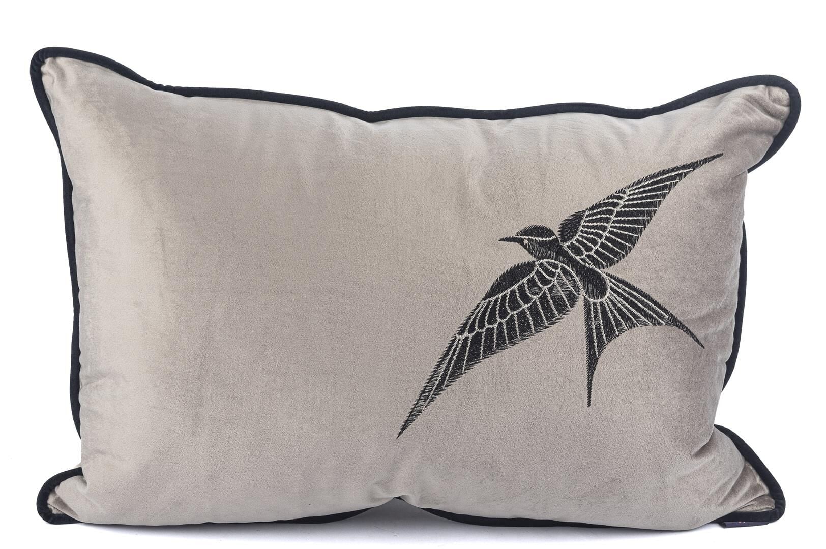 Isla gri kadife tek kuş 40x60 yastık