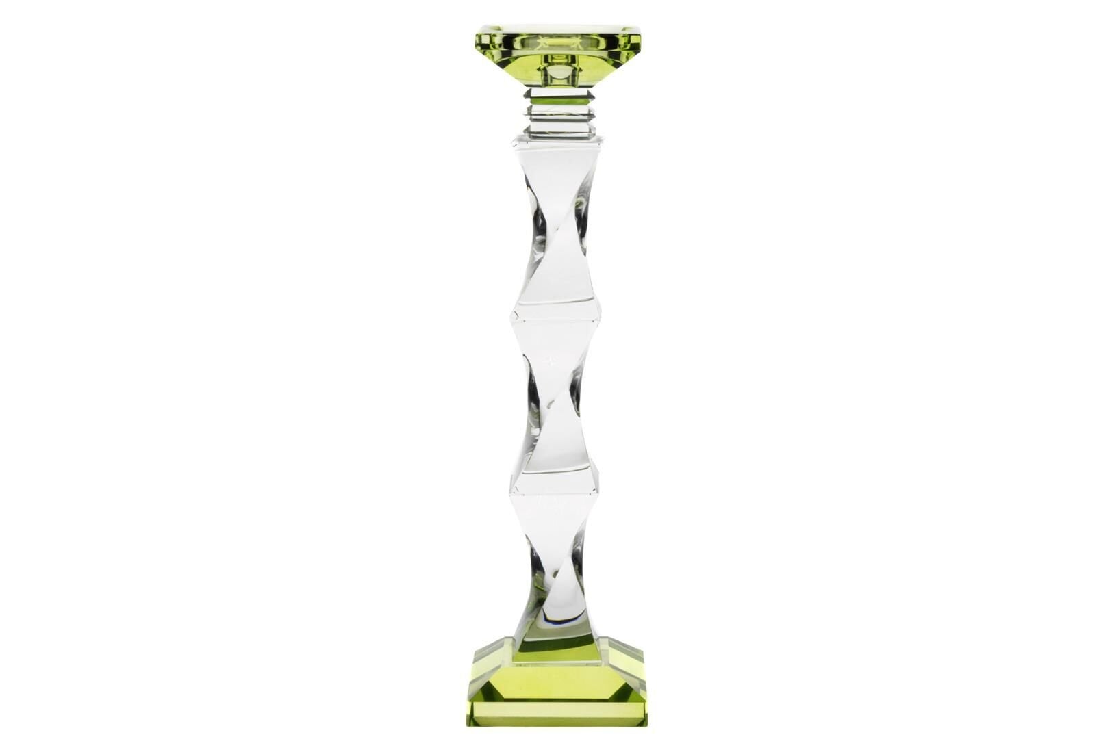 Yeşil Clear Köşeli Cam Mumluk 9x9x39cm