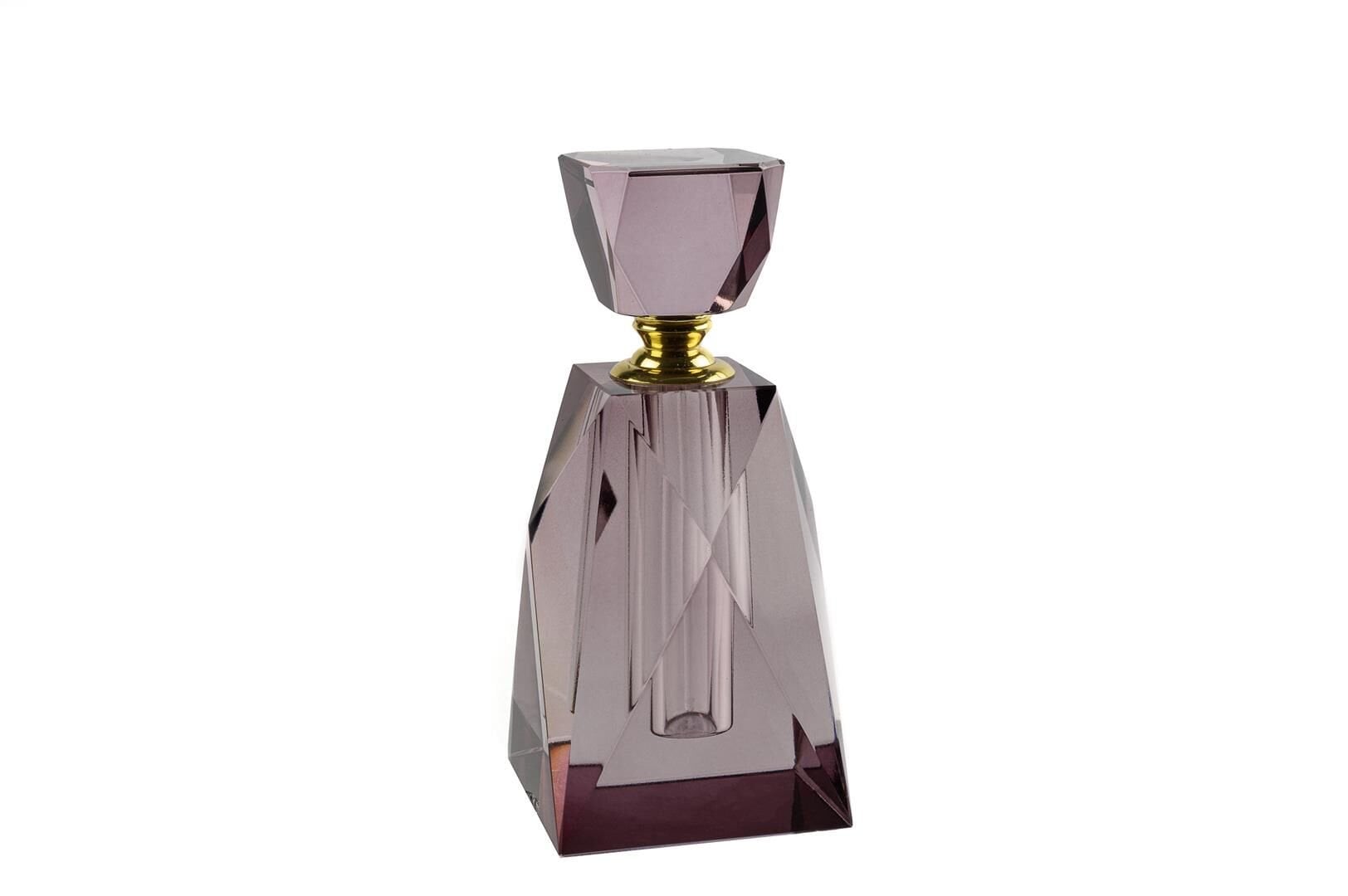 Bordo Gold Köşeli Cam Dekor Şişe 7x7x16cm