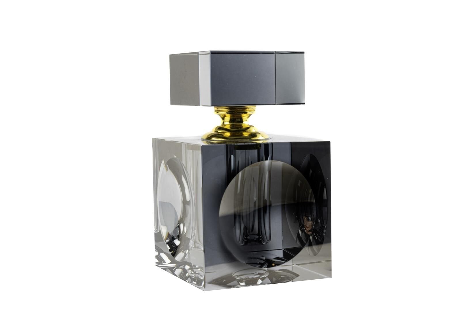 Gri Gold Kare Cam Dekor Şişe 8x8x13cm