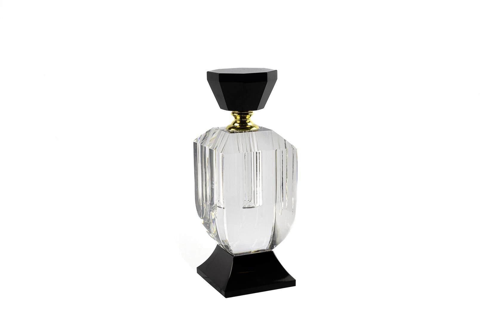 Siyah Ayaklı Clear Cam Dekor Şişe 5x5x14cm