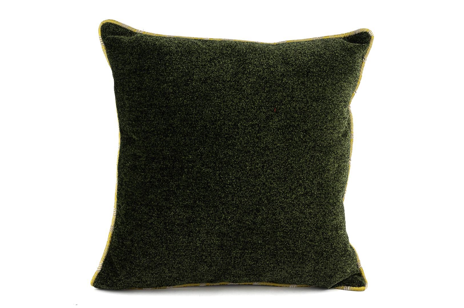 Olive düz yeşil yastık sarı biyeli 50cm