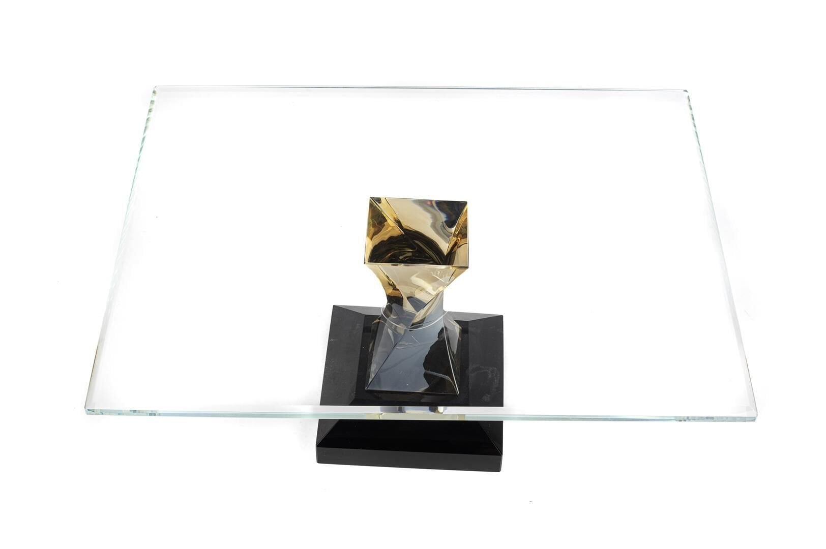 Siyah Amber Ayaklı Cam Dekoratif Stand 30x23x14cm