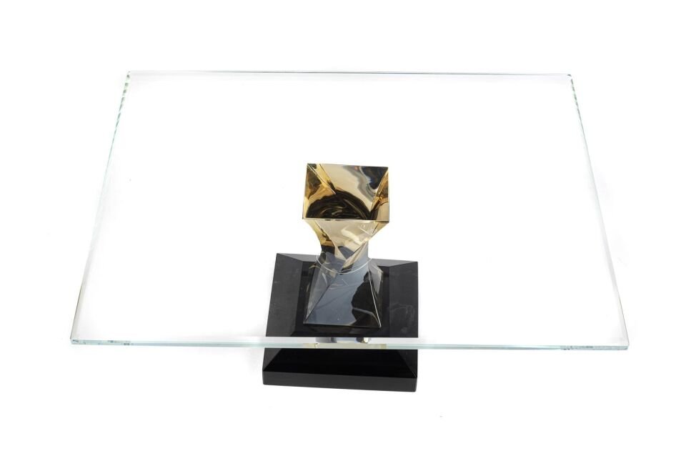 Siyah Amber Ayaklı Cam Dekoratif Stand 30x23x14cm