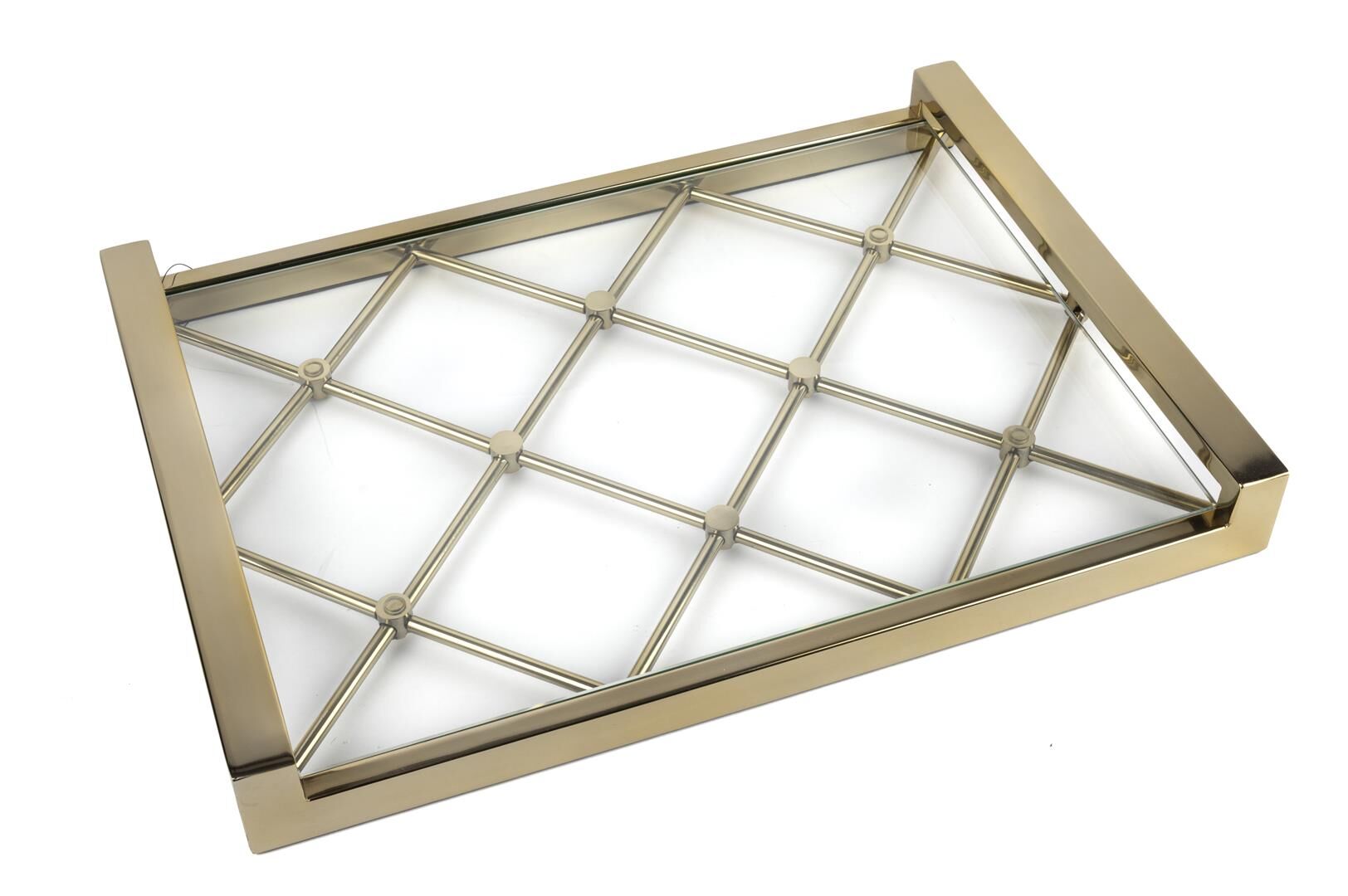 Gold Metalli Cam Tepsi 48x35x6cm