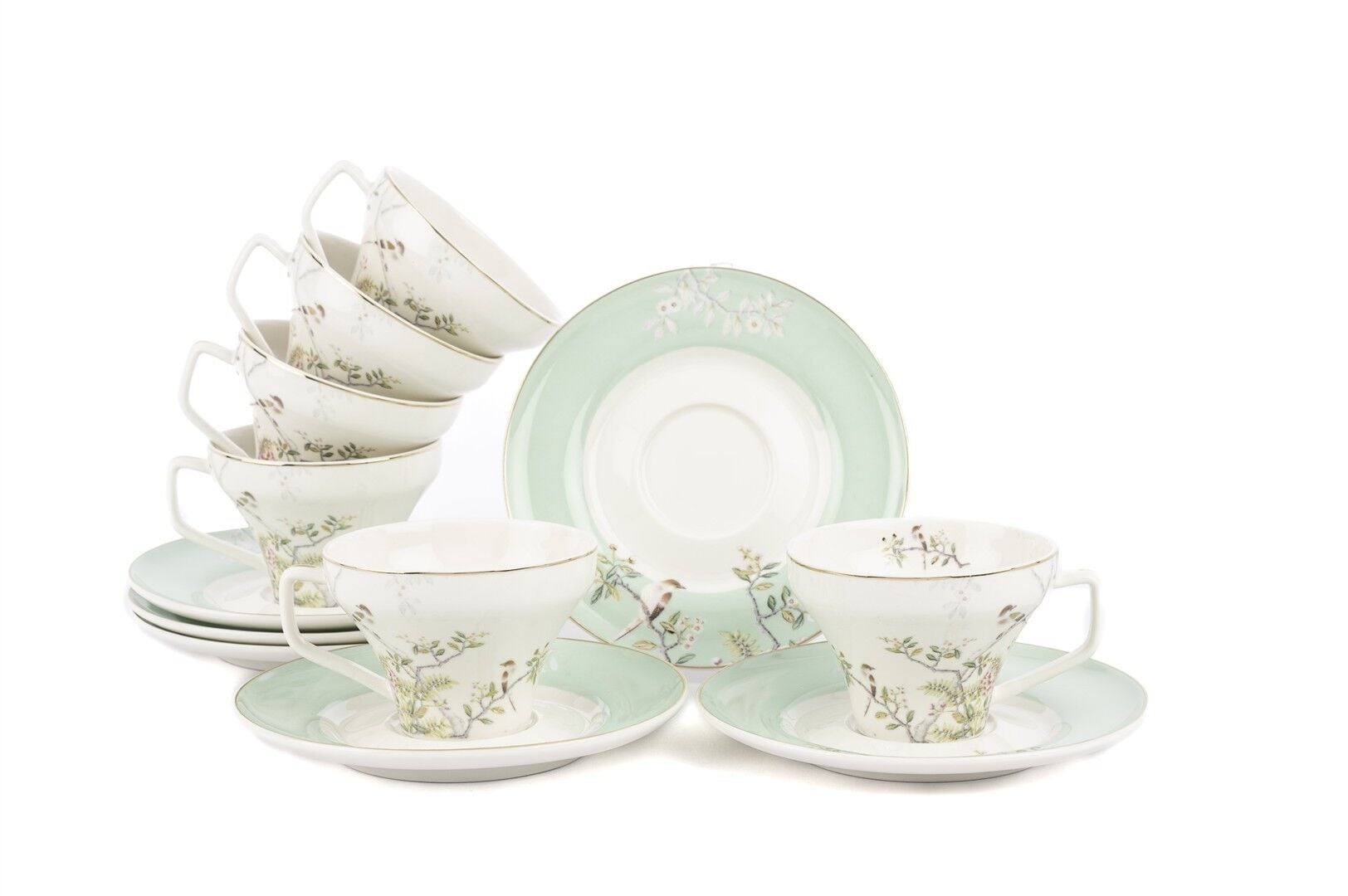 Bird Garden Yeşil 6lı Kahve Fincanı Seti 90cc