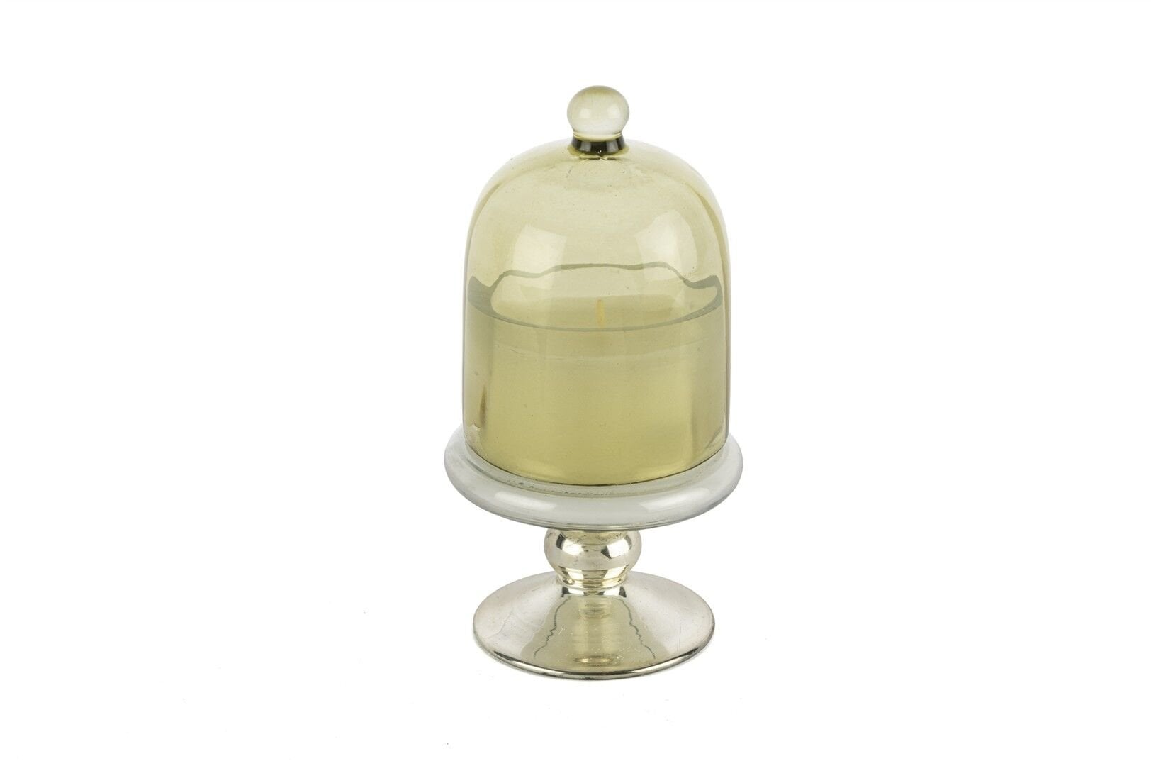Gümüş Yeşil Kapaklı Cam Mum Bergamot 8x16cm