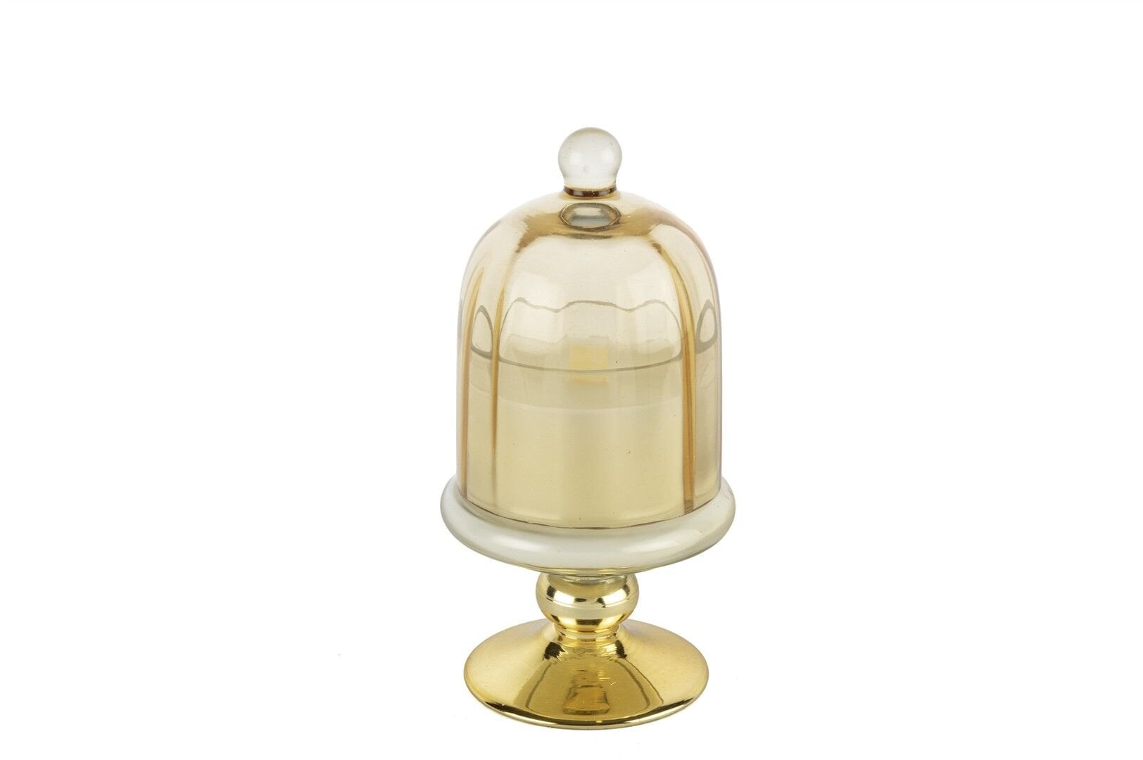 Gold Amber Kapaklı Cam Mum Espresso Martini 8x16cm