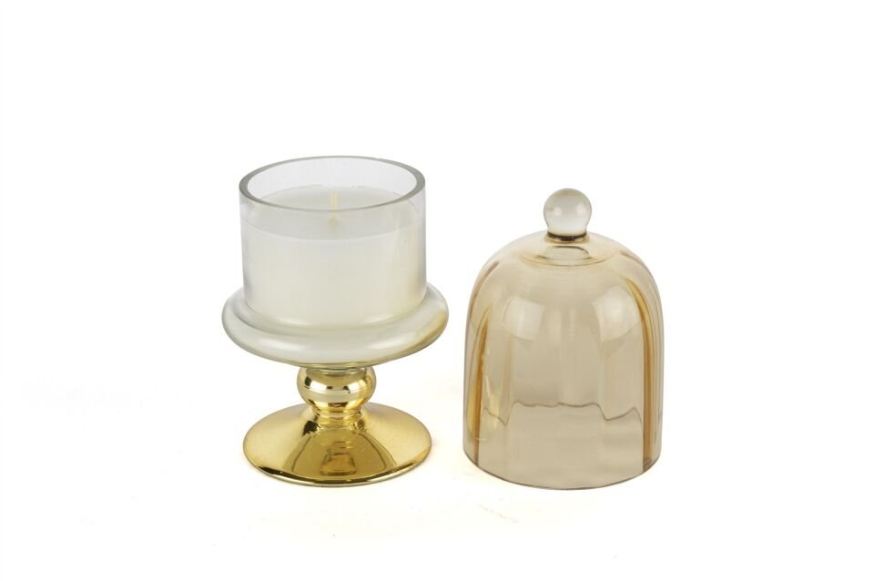 Gold Amber Kapaklı Cam Mum Espresso Martini 8x16cm