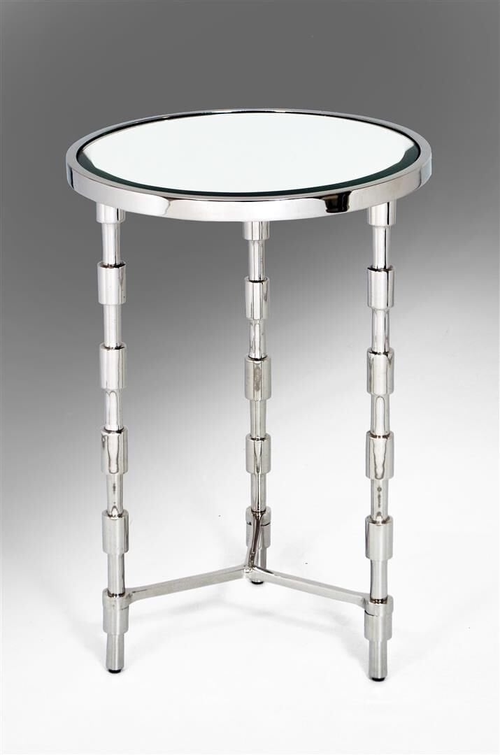 Aynali Metal Ayaklı Yuvarlak Sehpa 41x66cm