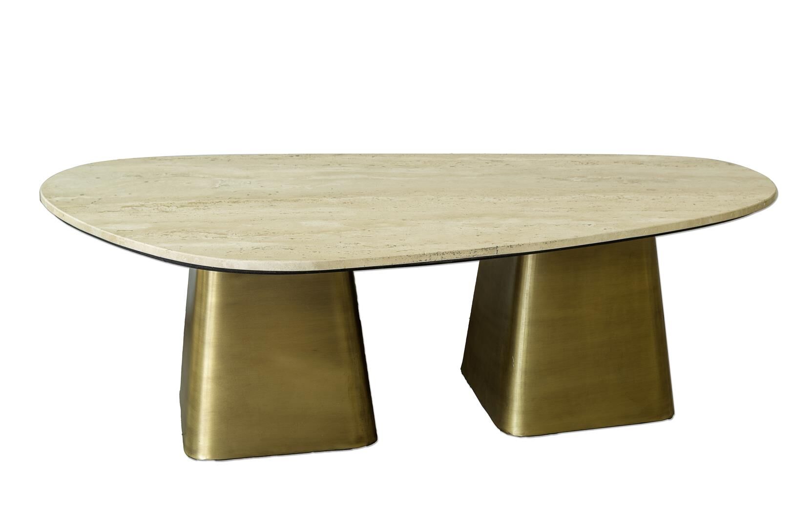 Mermer Gold Metal Ayaklı Sehpa 129x60x38cm