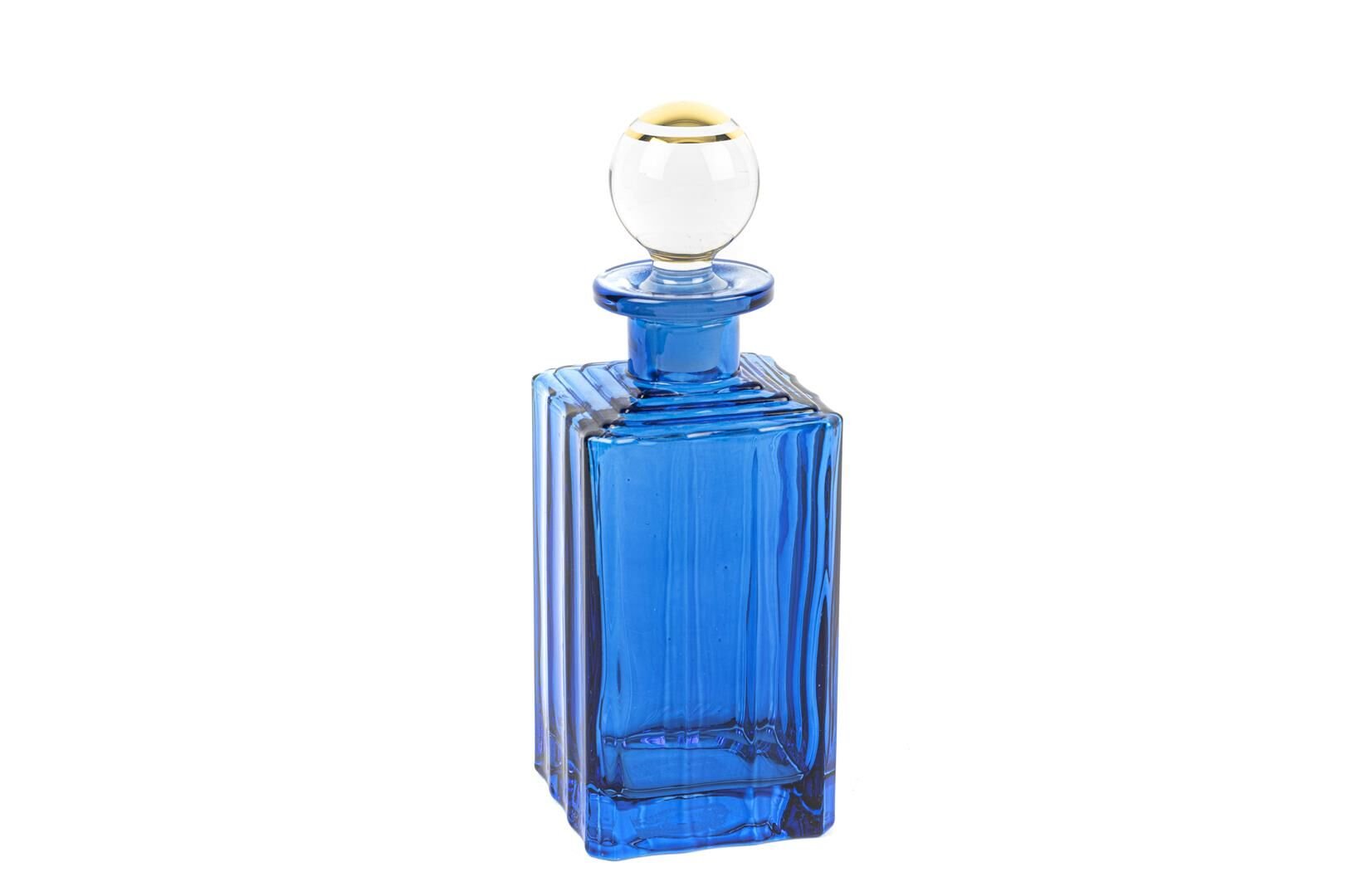 Mavi Gold Çizgili Cam Şişe 19cm 200ml