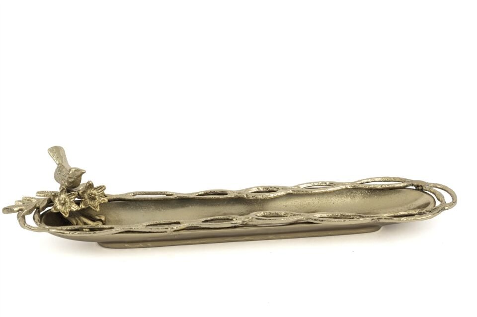 Antik Gold Kuş Çiçek Figürlü Uzn Tbk 52x10x10cm