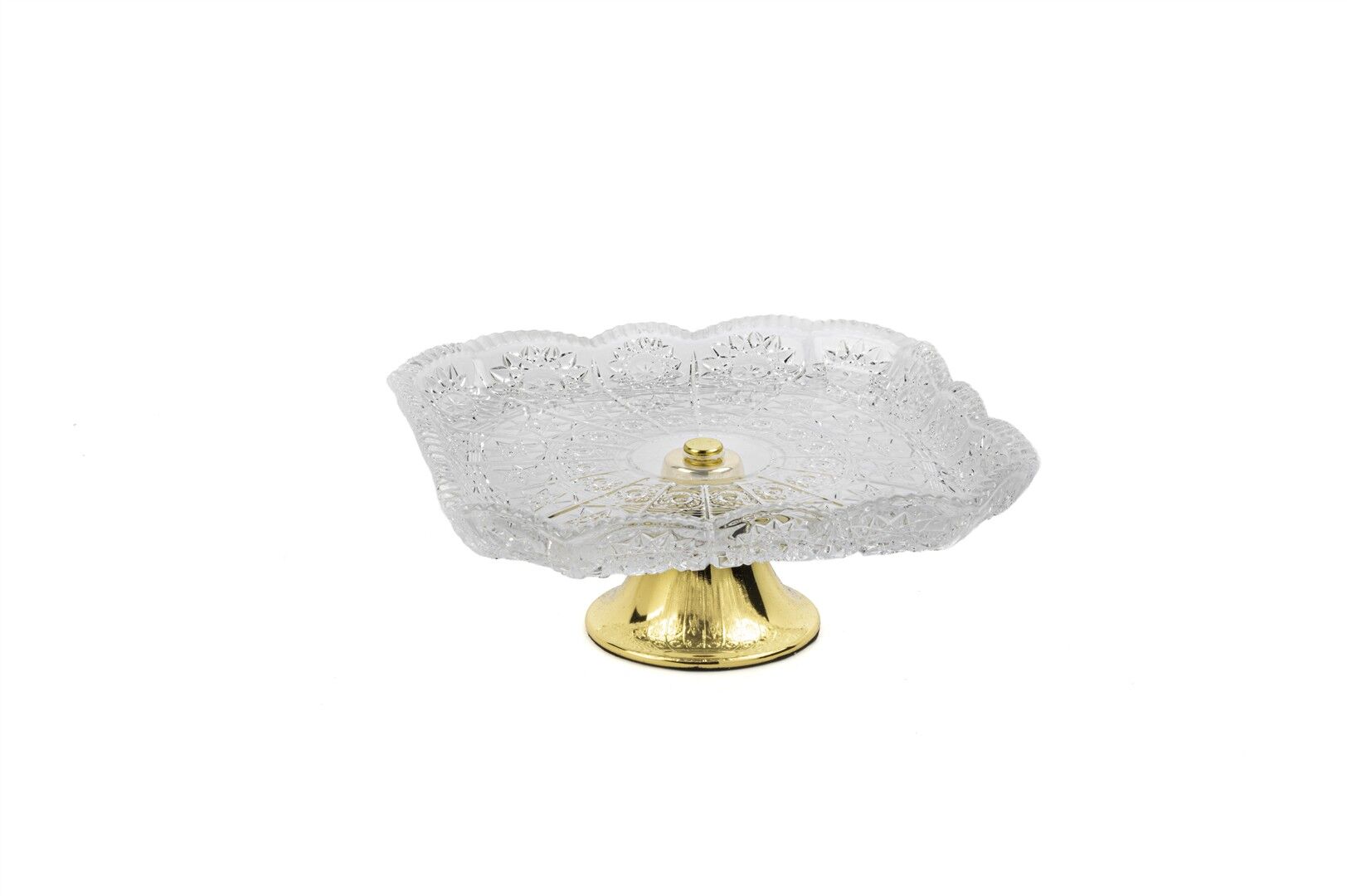 Gold Ayaklı Kare Cam Kurabiyelik 17x7cm
