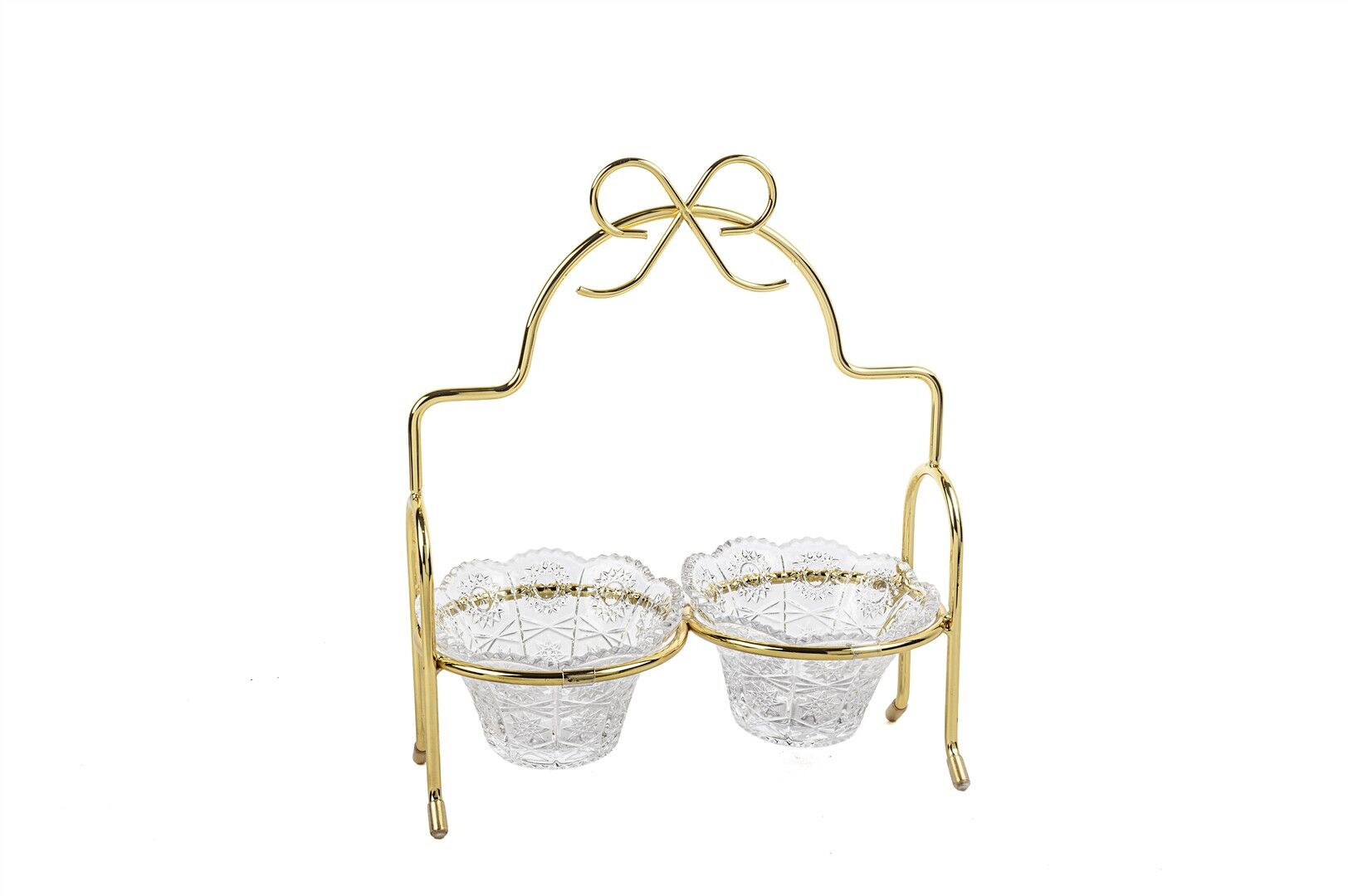 Gold Fiyonk Kulplu 2li Çerezlik Standı 24x29cm