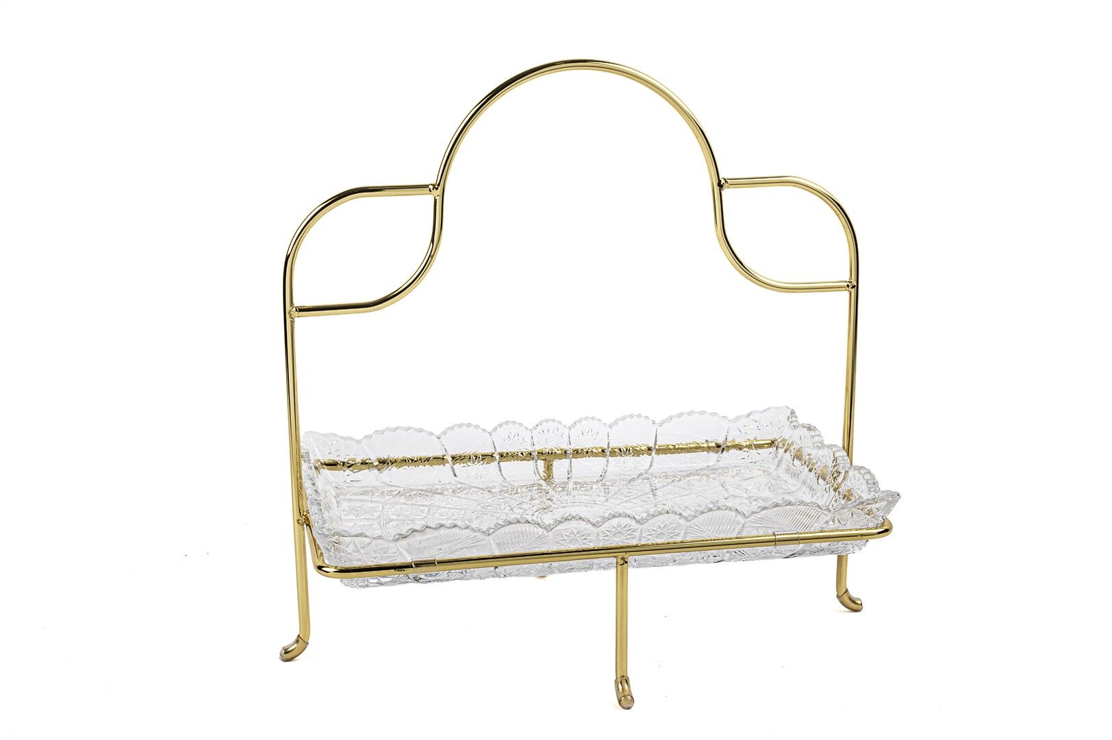 Gold Kulplu Cam Sunumluk 30x33cm