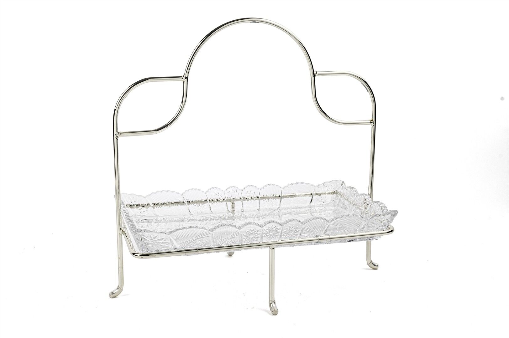 Sİlver Kulplu Cam Sunumluk 30x33cm