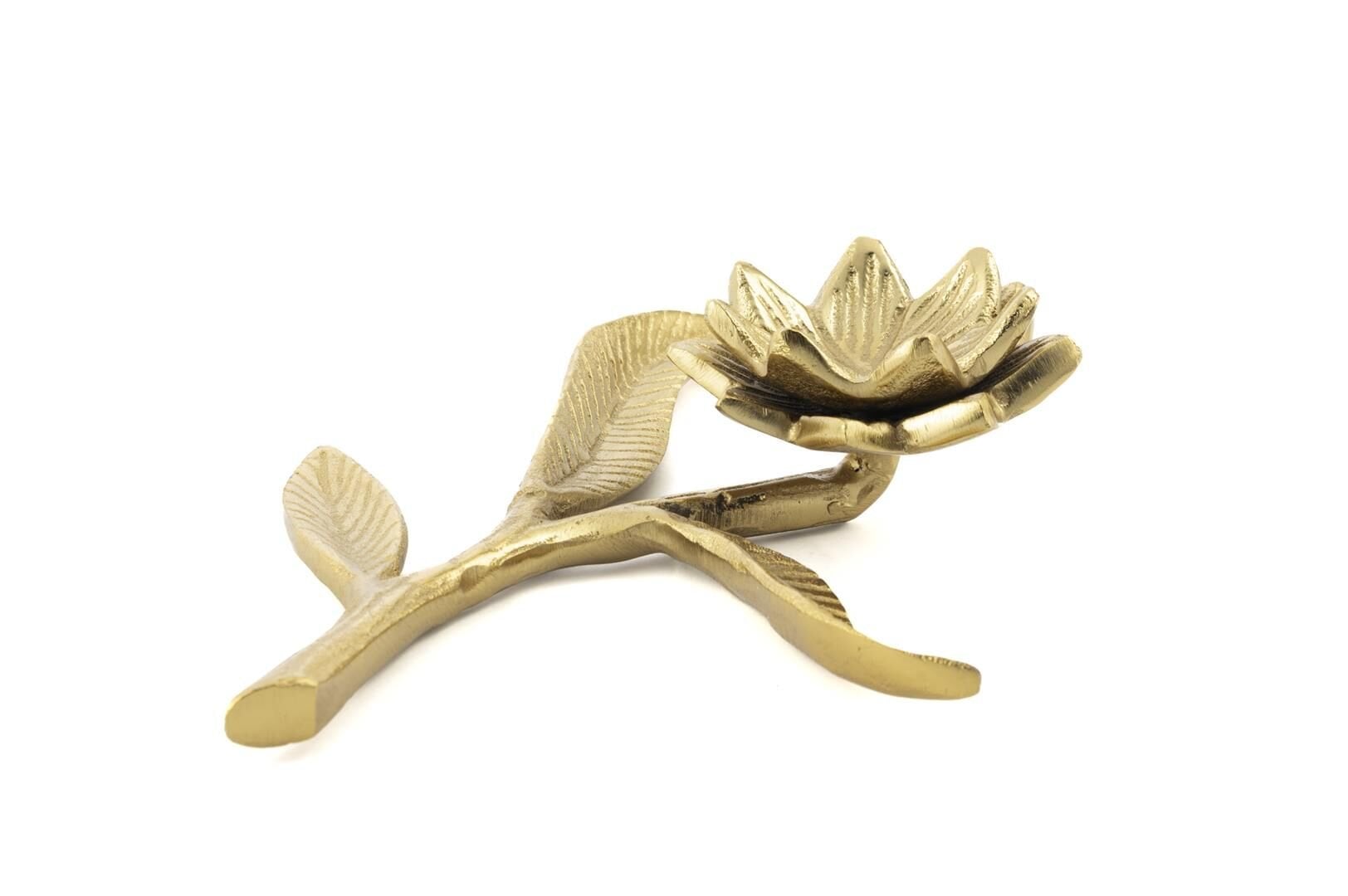 Gold Yapraklı Dekoratif Metal Çiçek 19x26cm