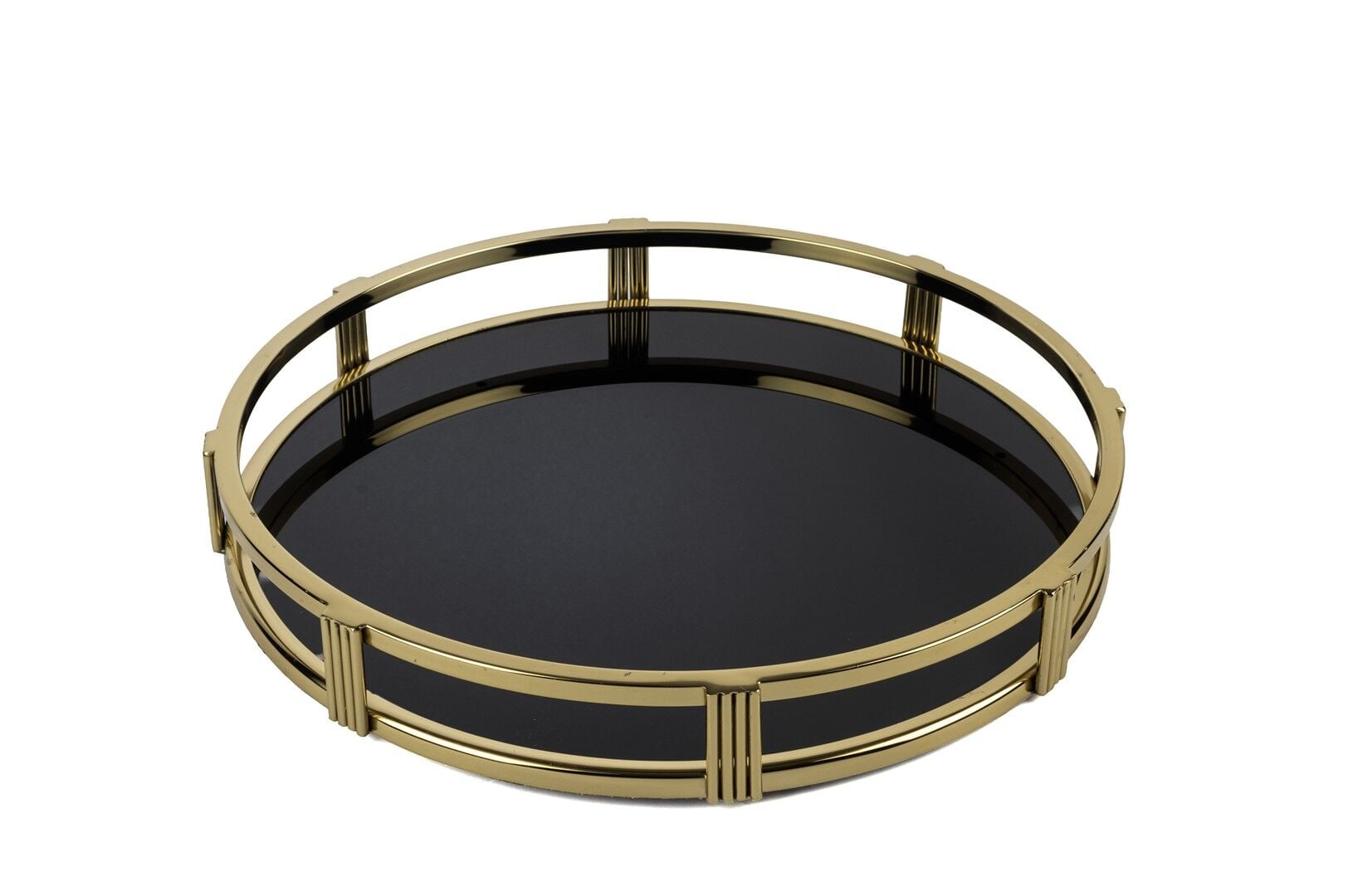 Gold Siyah Camlı Tepsi 39x5cm