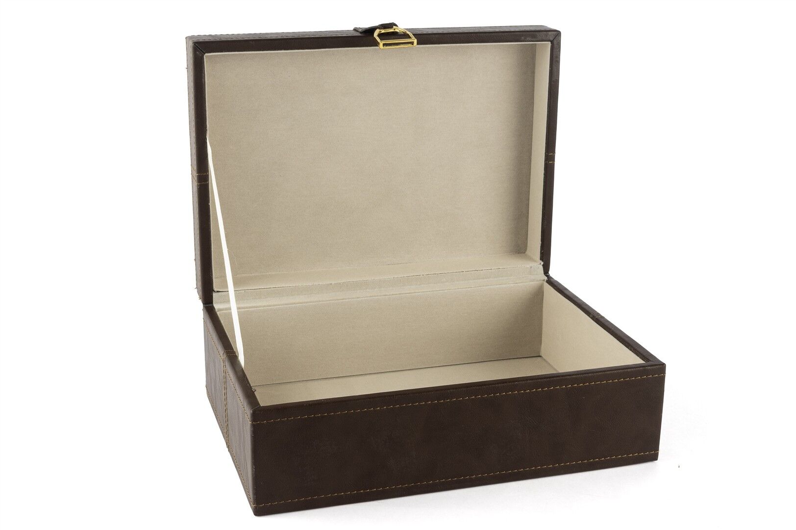 Kahve Gold Kulplu Deri Kutu 26x19x10cm