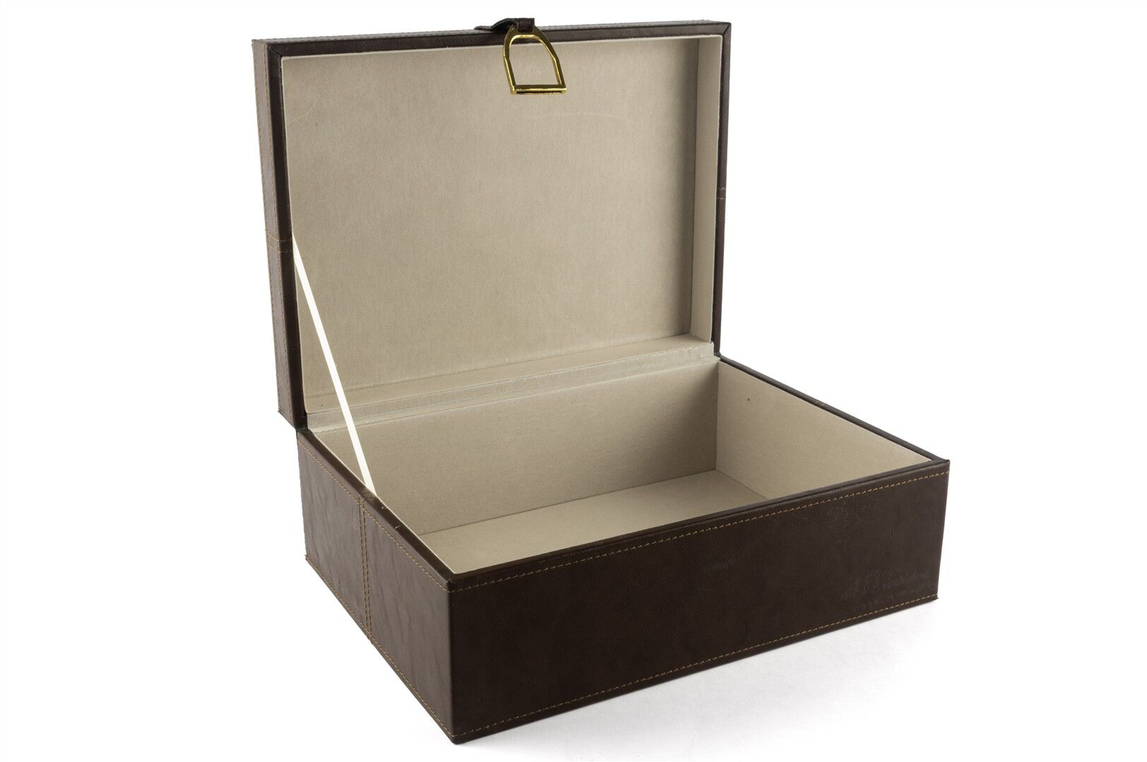 Kahve Gold Kulplu Deri Kutu 30x23x12cm
