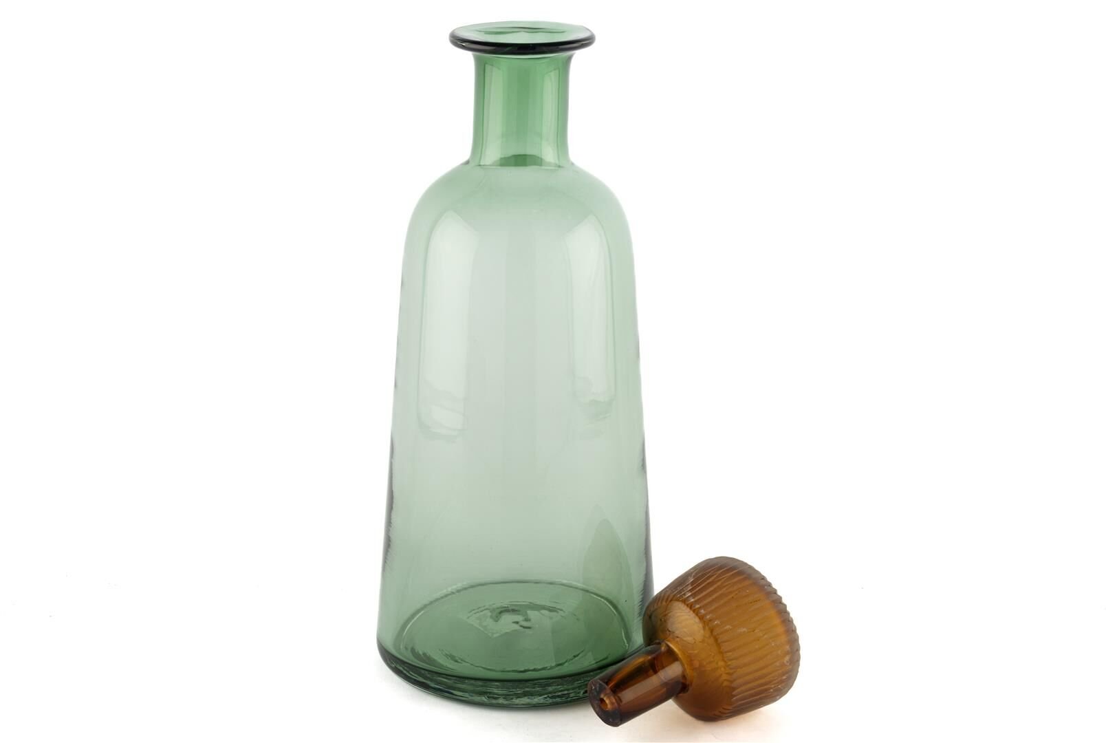 Yeşil Amber Kapaklı Cam Vazo 15x40cm