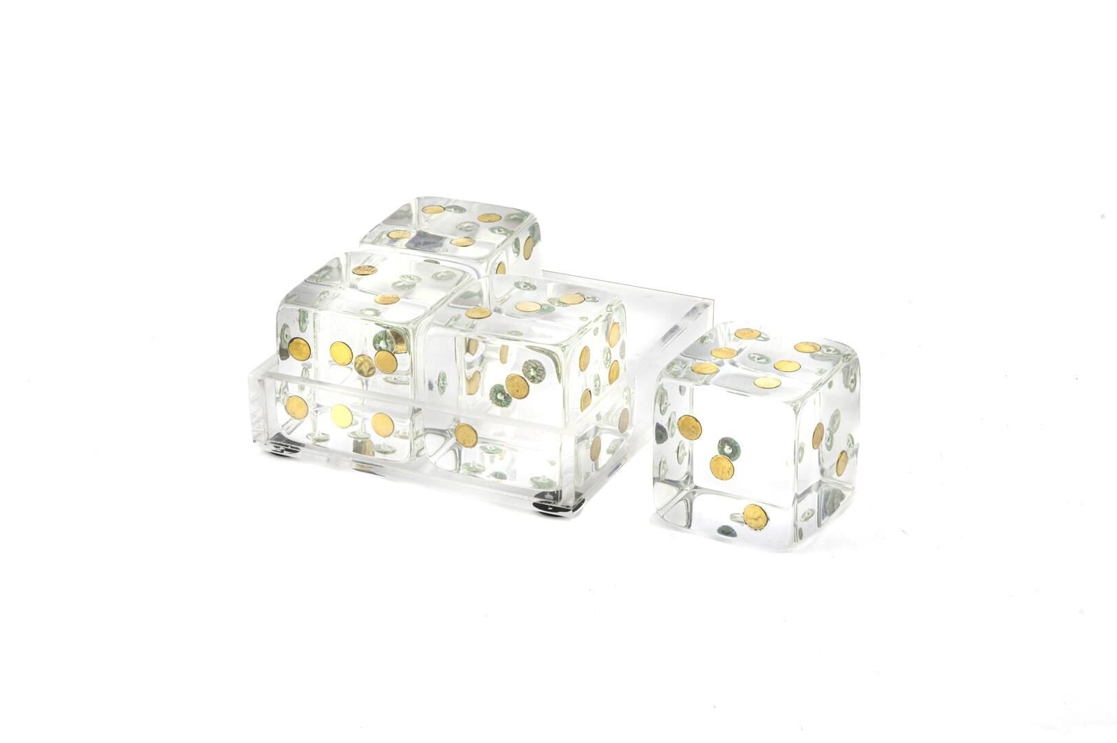 Clear Akrilik Dek 4lü Zar Seti 11x11x6cm