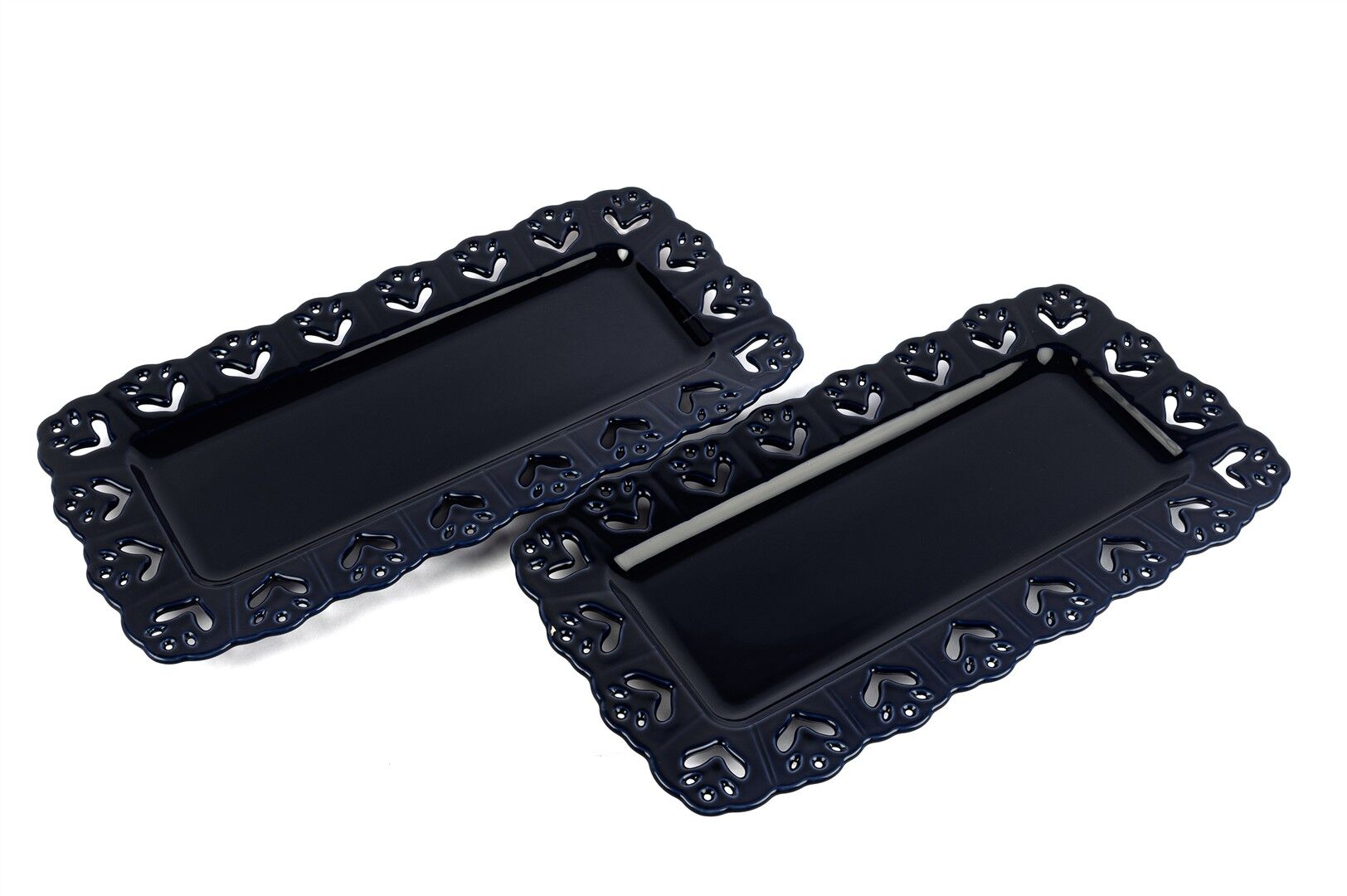 Lacivert Dİktdötgen 2li Servis Tabağı 37x18cm