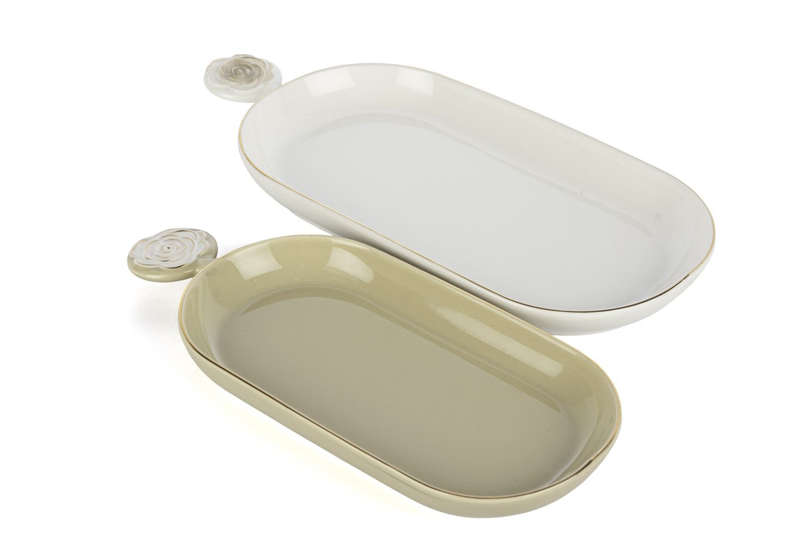 Rosaria Krem Beyaz 2li Oval Tbk 30x14-26x11cm